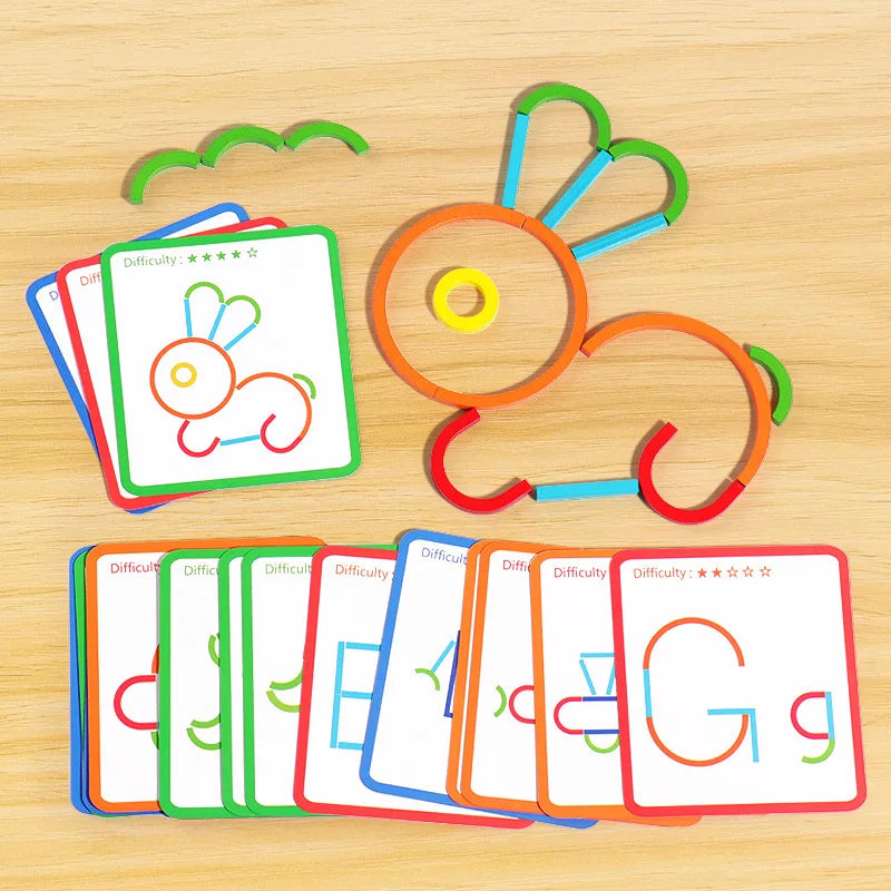 Houten Vormen Puzzel voor Kinderen – Creatieve Probleemoplossende Speelervaring met Duurzaam Hout, 120 Stukken en 20 Kaarten 2