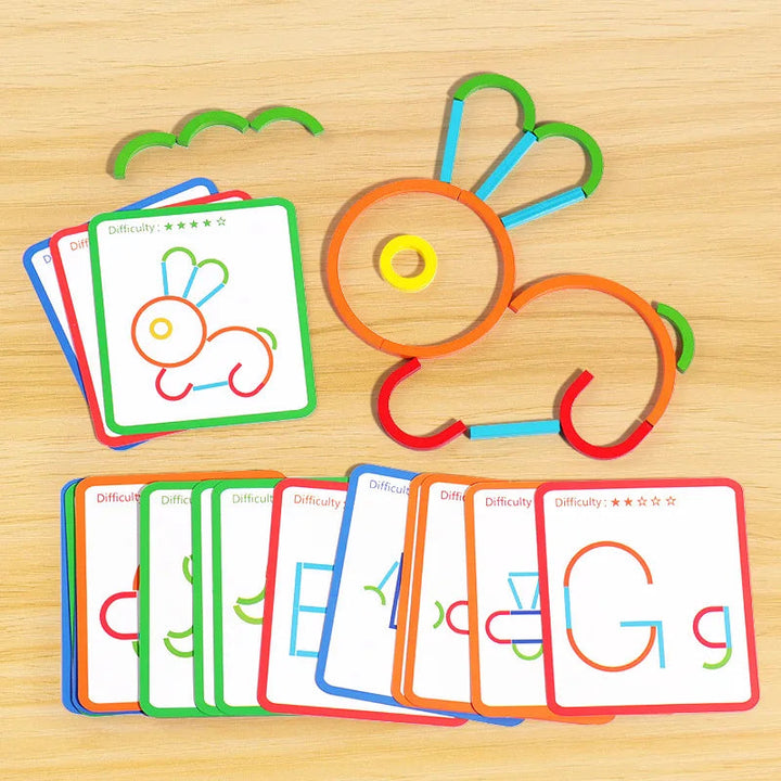 Houten Vormen Puzzel voor Kinderen – Creatieve Probleemoplossende Speelervaring met Duurzaam Hout, 120 Stukken en 20 Kaarten 2