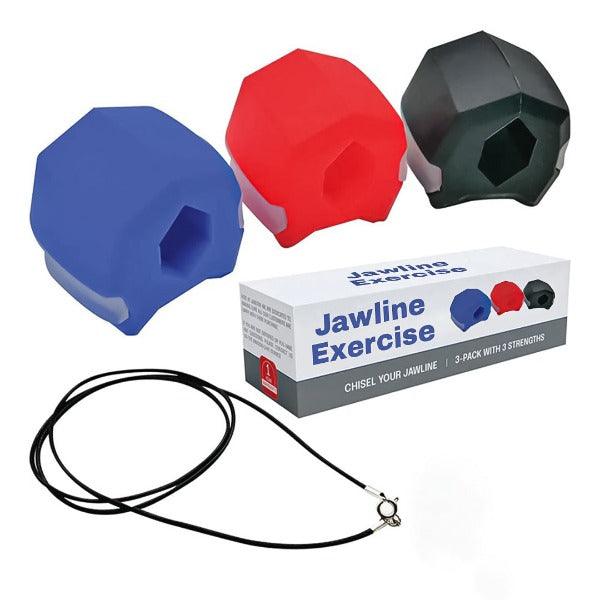 Jawline Exercise Ball - Jaw Exerciser 3 Pack with 3 Strengths Jawline Toner for Men and Women with Necklace and Storage Containers 0
