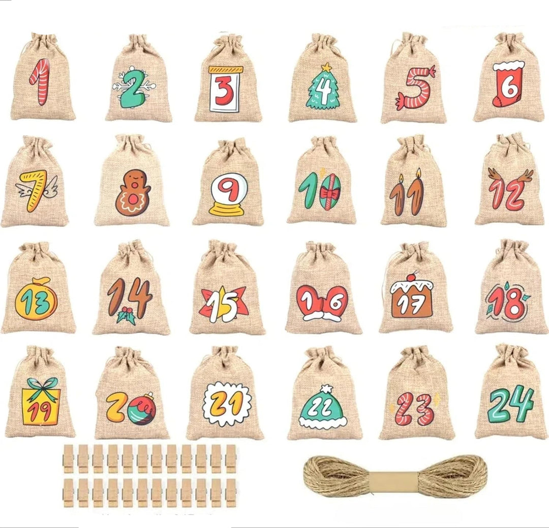 JuteNest | Eco-Friendly Hanging Advent Countdown Calendar with Rustic Design 0