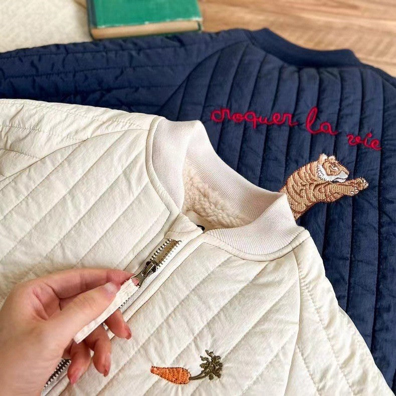 Kids Quilted Jacket Embroidered Padded Fabric for Boys and Girls 0-6 Years 5