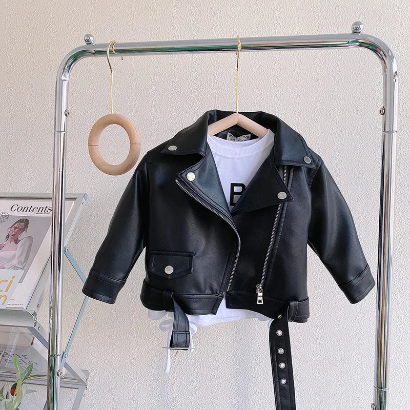 Kids' Biker Jacket Faux Leather Warm Winter Motorcycle Style for Boys and Girls Ages 2-7 0
