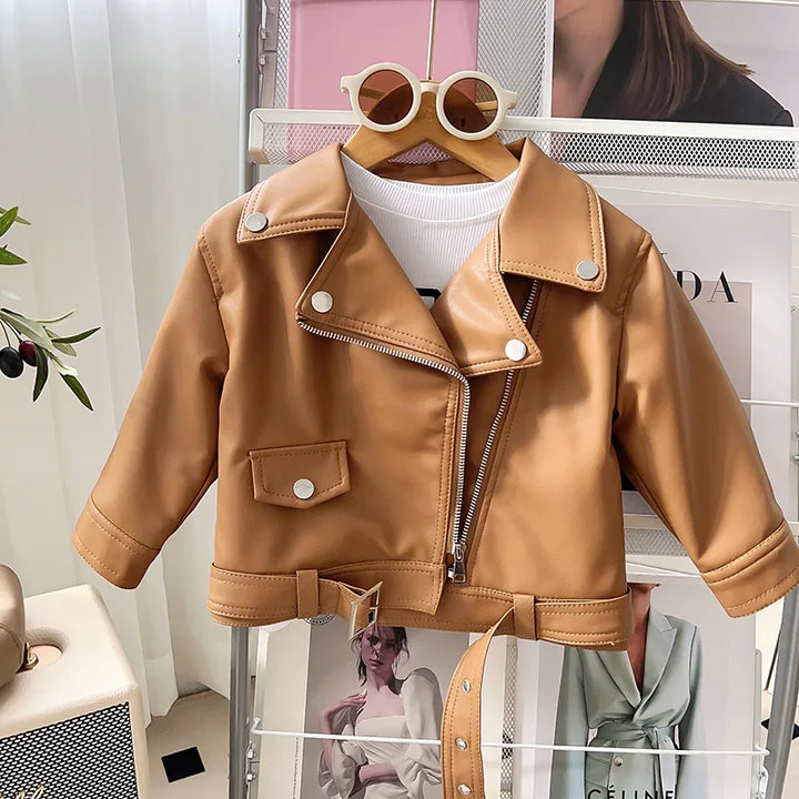 Kids' Biker Jacket Faux Leather Warm Winter Motorcycle Style for Boys and Girls Ages 2-7 6