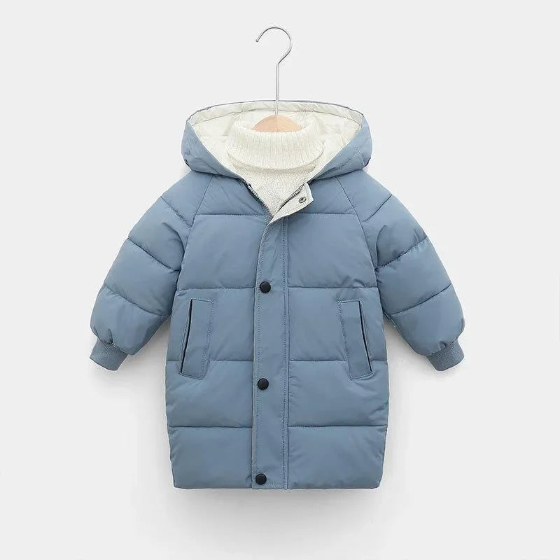 Kids' Long Down Jacket Thickened Cotton-Padded Warm Winter Coat 2