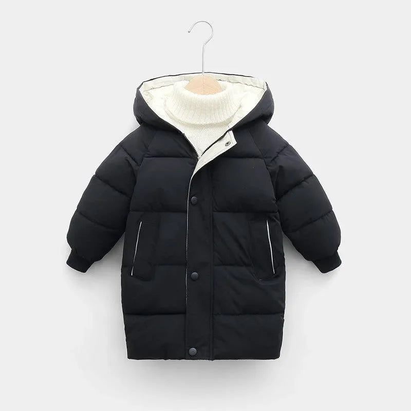 Kids' Long Down Jacket Thickened Cotton-Padded Warm Winter Coat 4