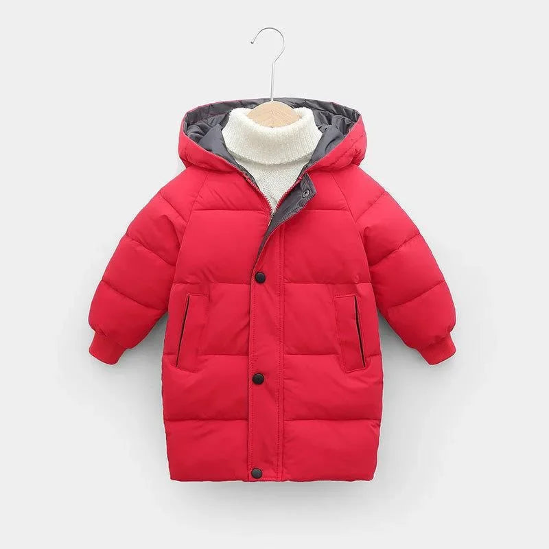 Kids' Long Down Jacket Thickened Cotton-Padded Warm Winter Coat 5