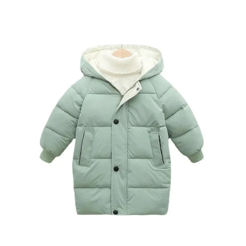 Kids' Long Down Jacket Thickened Cotton-Padded Warm Winter Coat 7