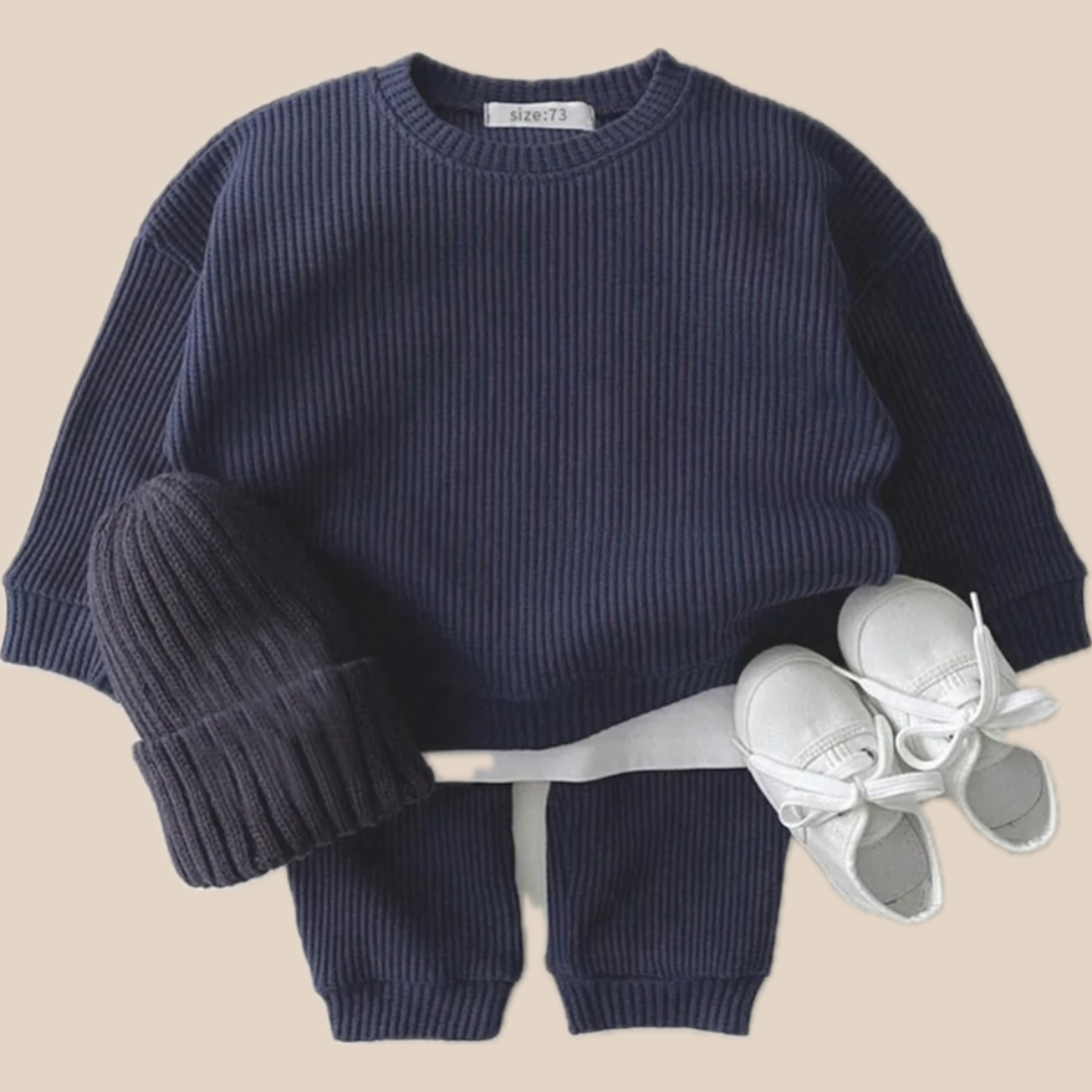 Kids’ Waffle Set Long Sleeve Top and Pants Soft Cotton Comfortable Toddler Clothes 1