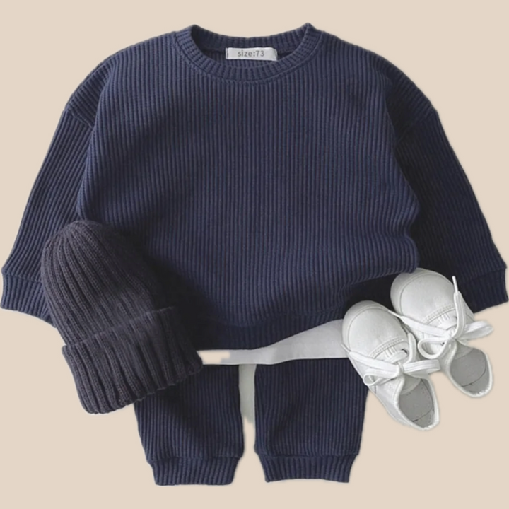 Kids’ Waffle Set Long Sleeve Top and Pants Soft Cotton Comfortable Toddler Clothes 1