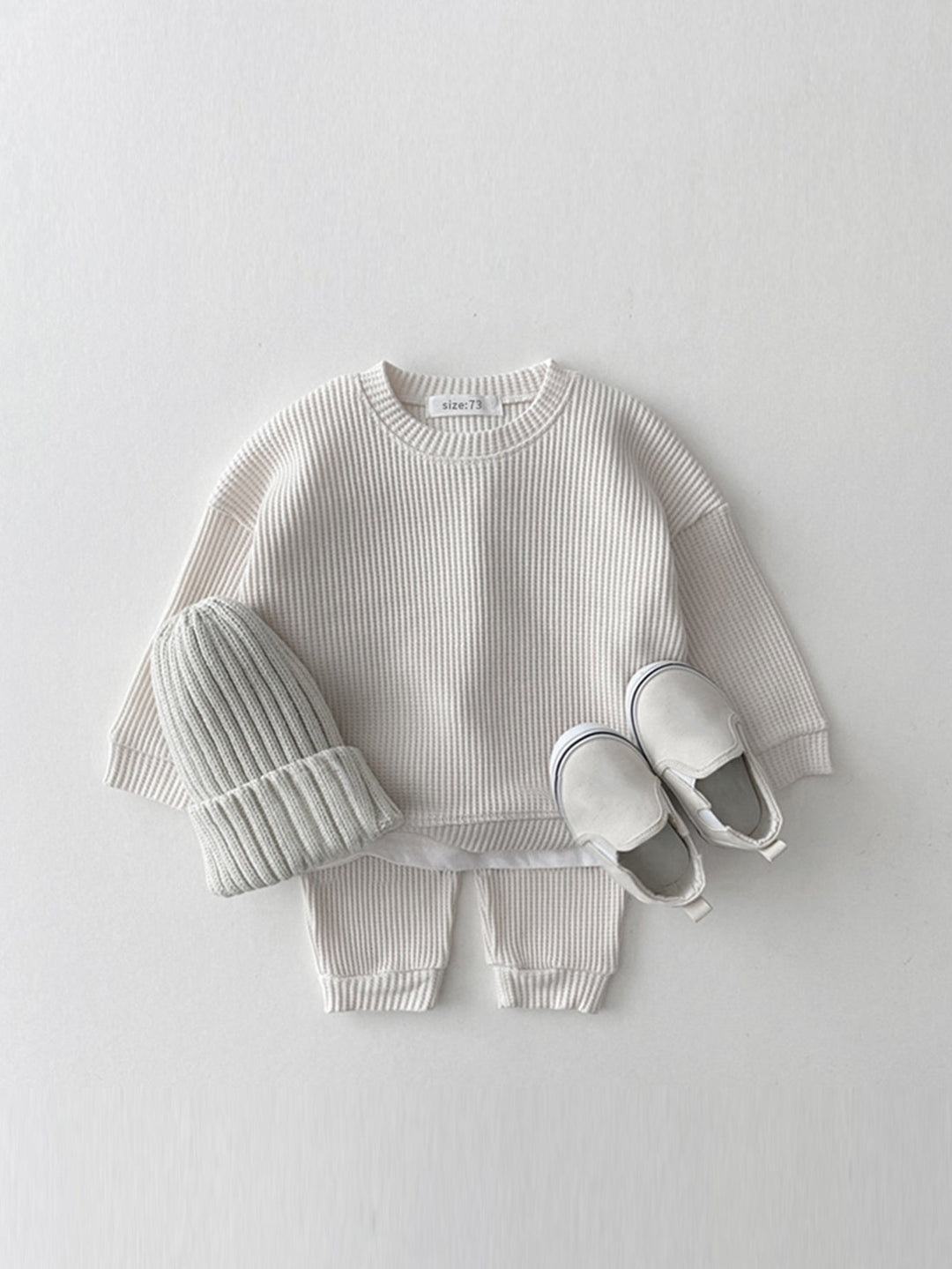 Kids’ Waffle Set Long Sleeve Top and Pants Soft Cotton Comfortable Toddler Clothes 3