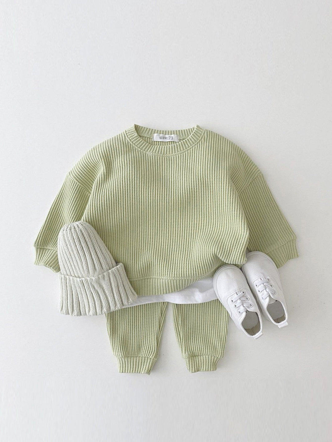 Kids’ Waffle Set Long Sleeve Top and Pants Soft Cotton Comfortable Toddler Clothes 4
