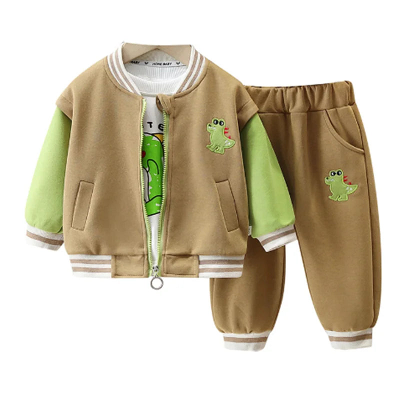 Kinder Dino Set 3-Delig Jongenskleding Katoen Met T-Shirt Broek En Accessoire 3