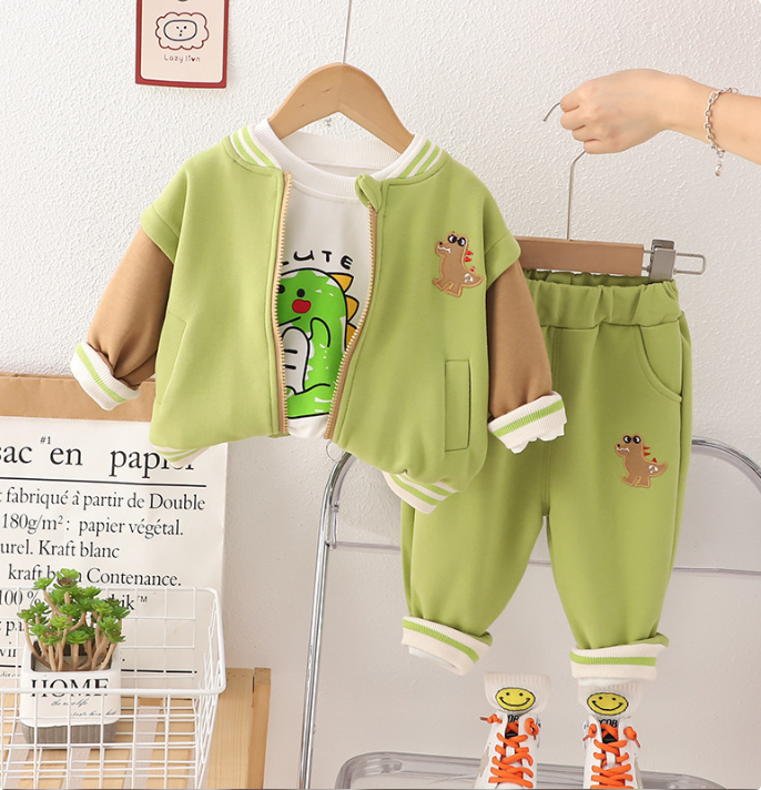 Kinder Dino Set 3-Delig Jongenskleding Katoen Met T-Shirt Broek En Accessoire 4
