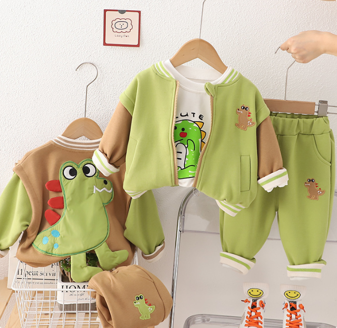 Kinder Dino Set 3-Delig Jongenskleding Katoen Met T-Shirt Broek En Accessoire 5