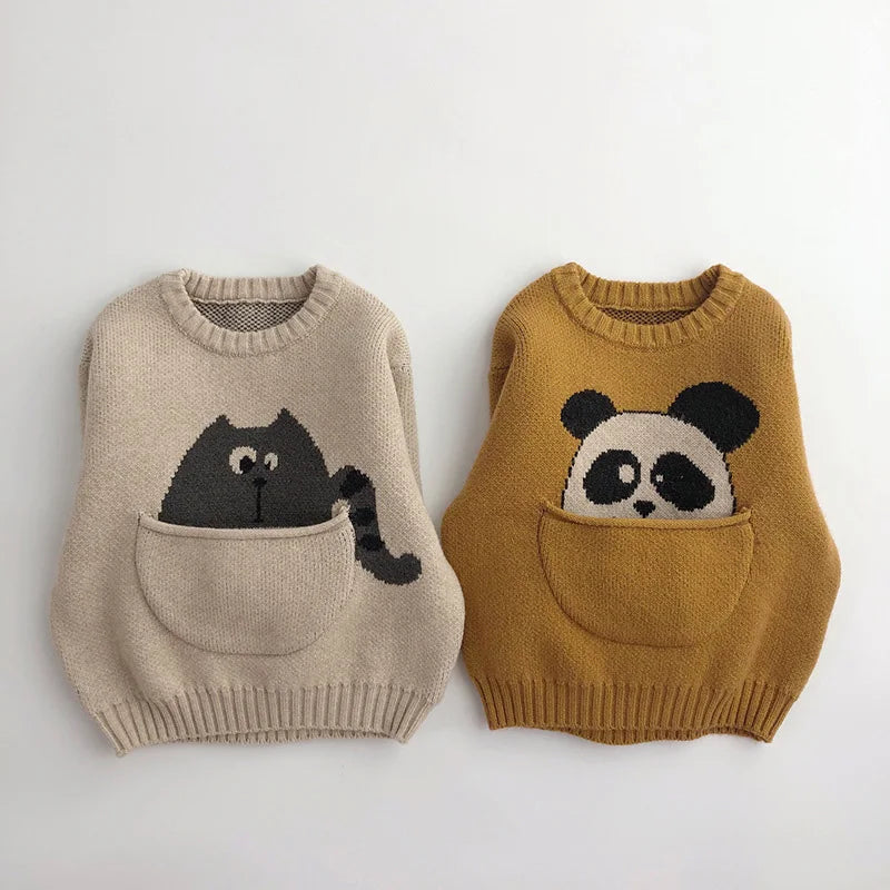 Kinderen Dierentrui met Buidel Schattige Print 100% Katoen 3