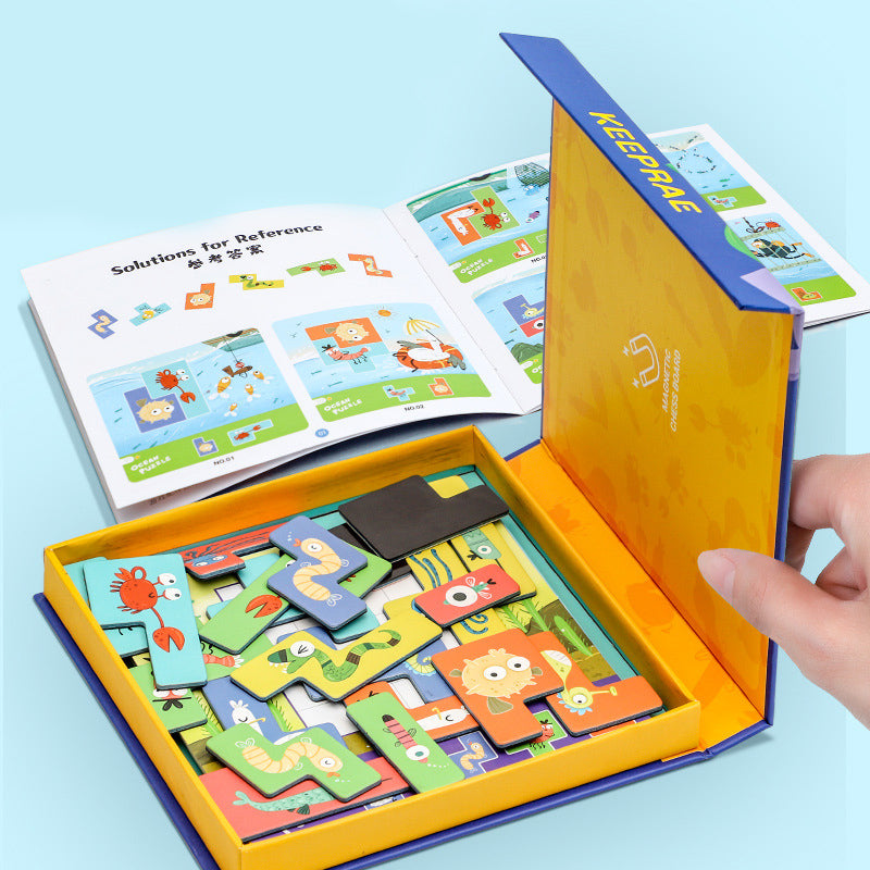 Kinderen Educatieve Puzzel Oceaandieren Hout 17x17x2,5CM Veilig en Duurzaam 0
