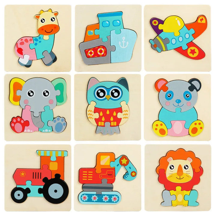 Kinderen Houten 3D Puzzel Dierenavontuur Educatief Speelgoed Hout 3