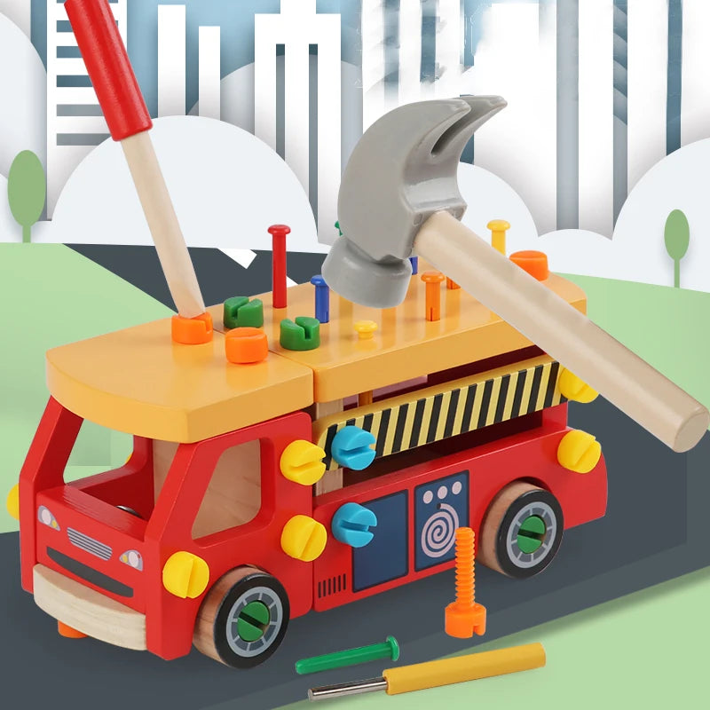 Kinderen Houten Constructie Voertuig Fijne Motoriek Coördinatie Educatief Speelgoed 1