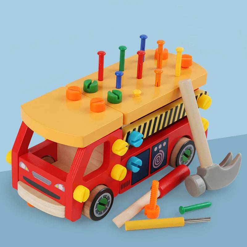Kinderen Houten Constructie Voertuig Fijne Motoriek Coördinatie Educatief Speelgoed 2
