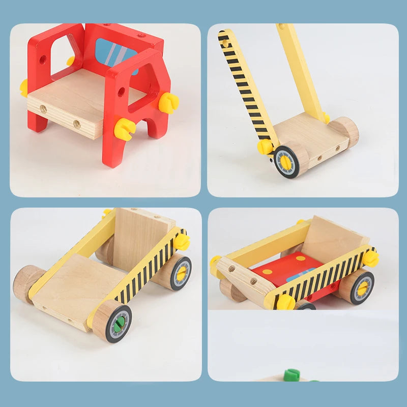 Kinderen Houten Constructie Voertuig Fijne Motoriek Coördinatie Educatief Speelgoed 3