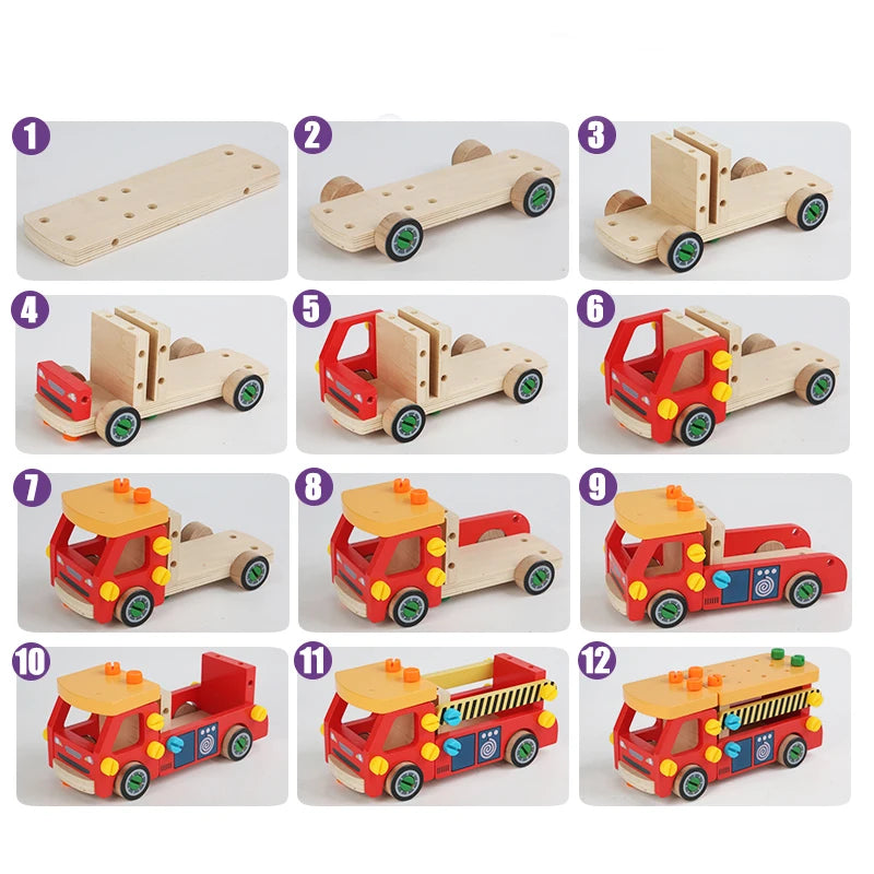 Kinderen Houten Constructie Voertuig Fijne Motoriek Coördinatie Educatief Speelgoed 5