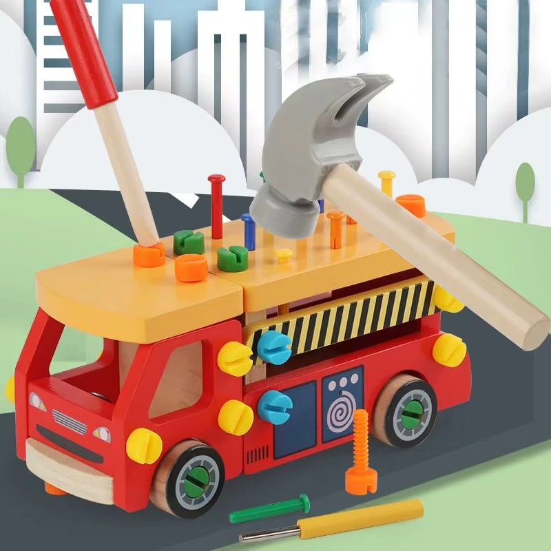 Kinderen Houten Constructie Voertuig Fijne Motoriek Coördinatie Educatief Speelgoed 7