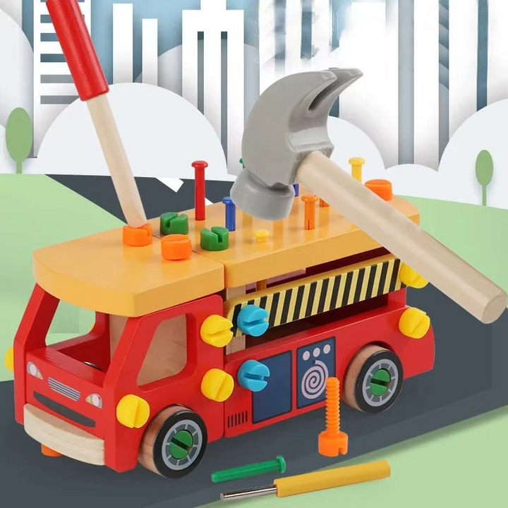 Kinderen Houten Constructie Voertuig Fijne Motoriek Coördinatie Educatief Speelgoed 7