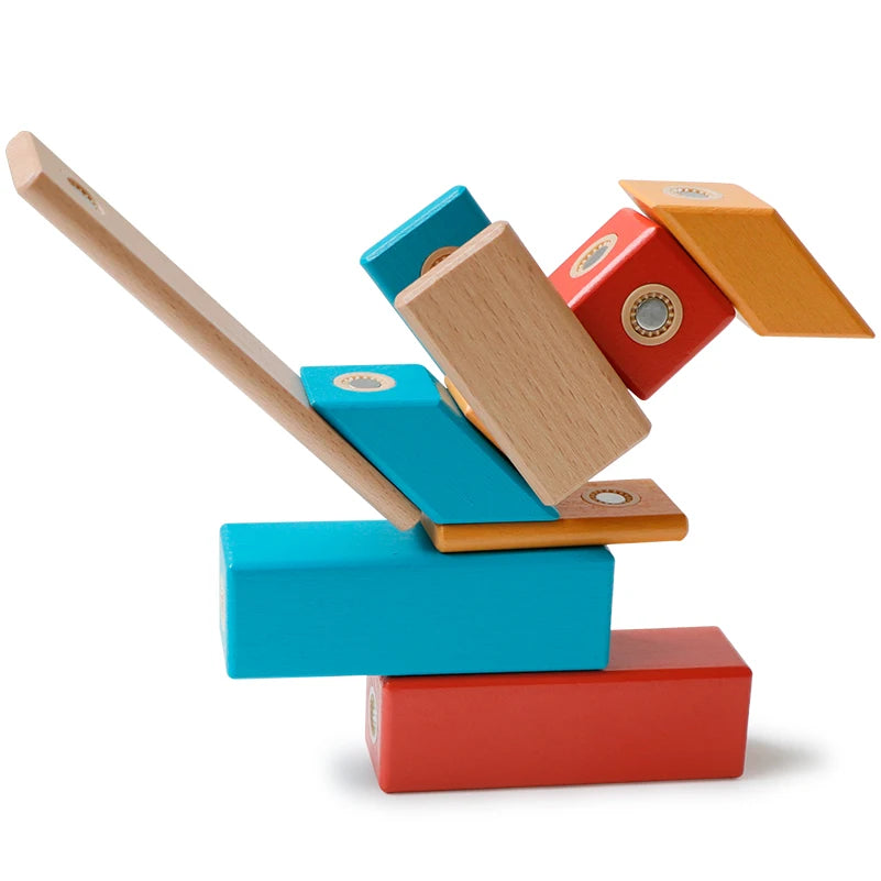 Kinderen Magnetisch Bouw Speelgoed Houten Blokken Educatief Creatief Veilig 14 Stuks 2