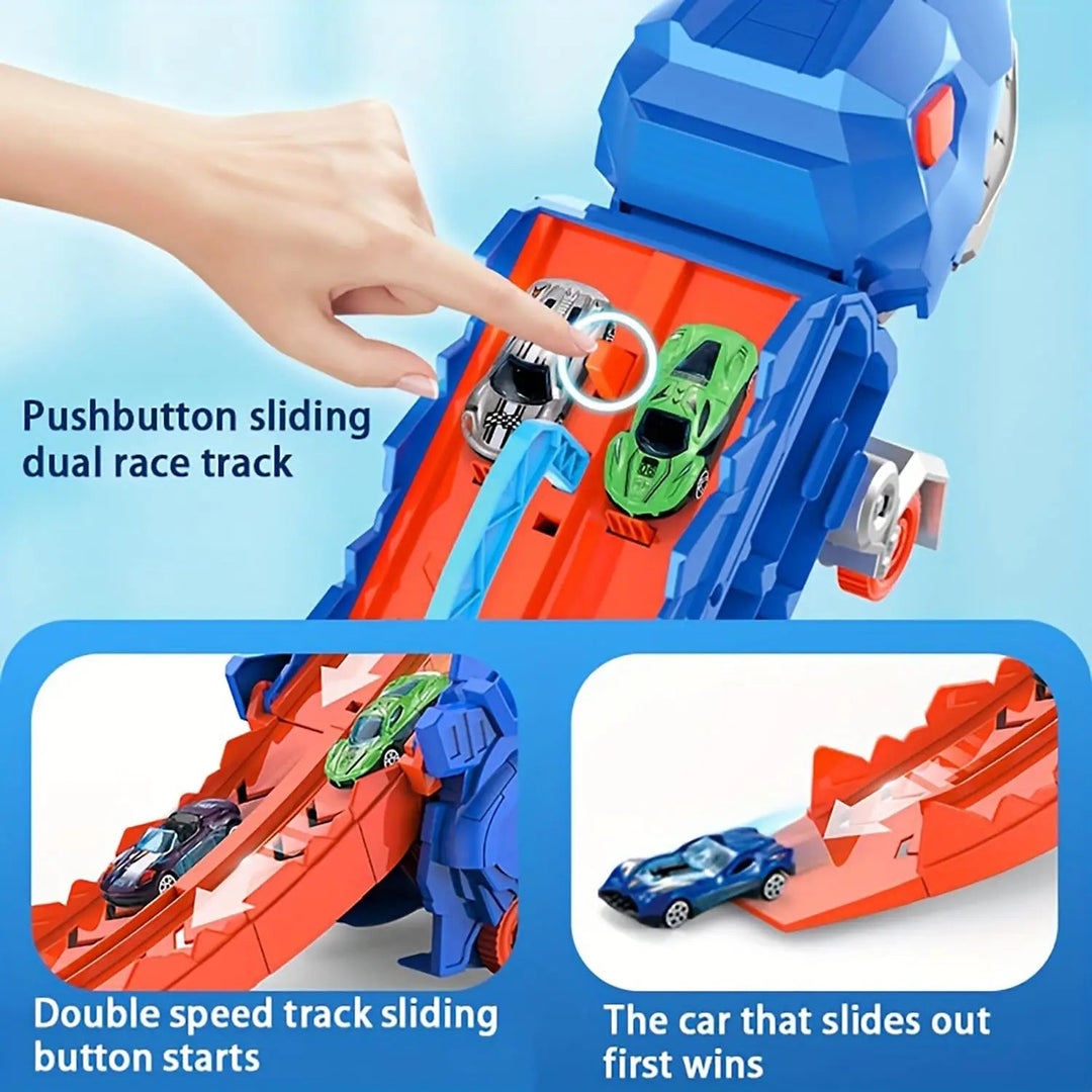 Title: Kids Toy Car Dino Transporter with Dino Figures - Durable Plastic

Description: Get ready for some dino-mite fun! Our Kids Toy Car Dino Transporter comes packed with awesome dino figures and is made from durable plastic, ensuring endless adventures. Perfect for imaginative play, this toy will keep your little ones entertained for hours. 

Handle: kids-toy-car-dino-transporter

Variants: 
- Color: Red, Blue, Green
- Size: Standard (recommended for ages 3 and up)