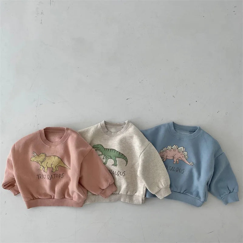 Kinderen Sweater Leuke Dinosaurusprint 100% Katoen Groene Kleur 1