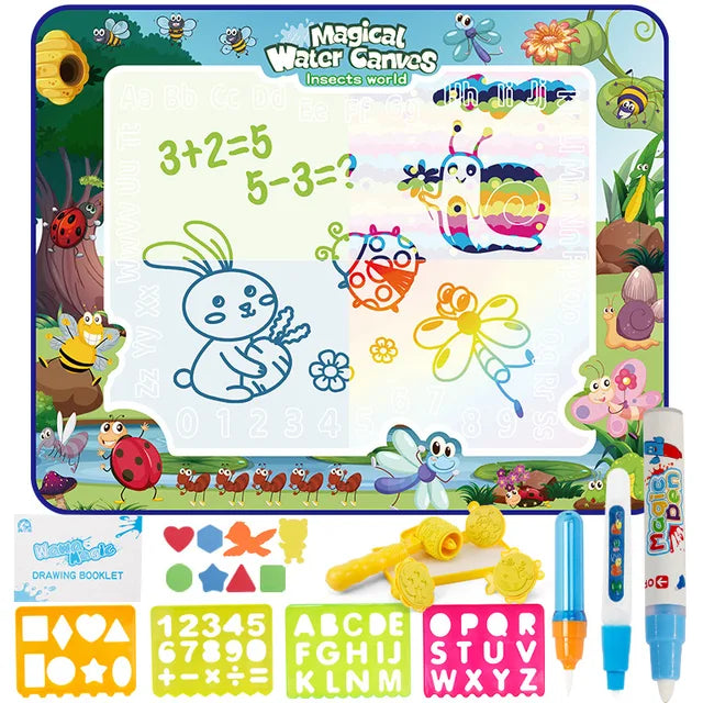 Kinderen Watermat Creatief Speelgoed Met Sjablonen en Waterpennen Herbruikbaar 1000x800mm 9