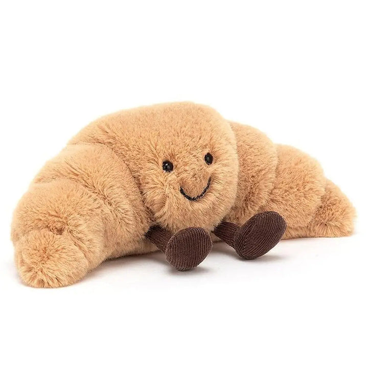 Knuffel Kussen Croissant Zacht Pluche 33 cm Lichtbruin met Lachend Gezichtje 0
