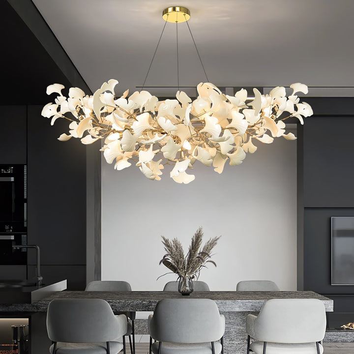 Lixora | Ginkgo Leaf Chandelier with Contemporary Glass Design 0