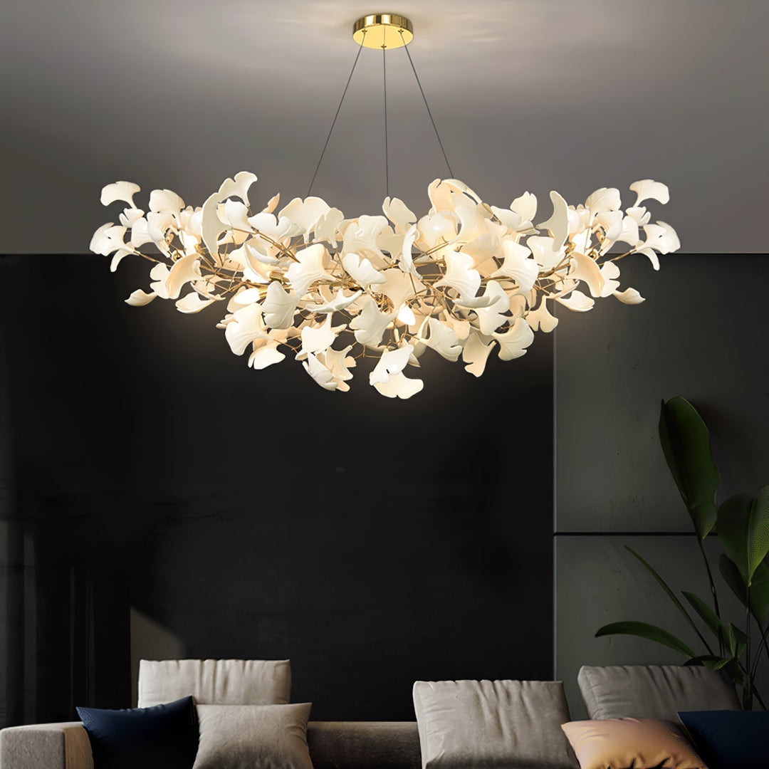 Lixora | Ginkgo Leaf Chandelier with Contemporary Glass Design 1