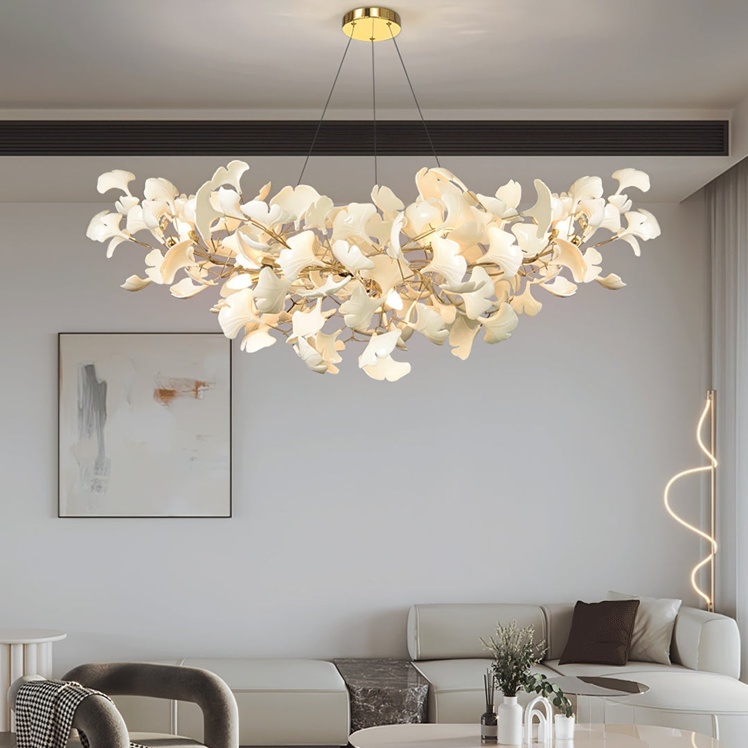 Lixora | Ginkgo Leaf Chandelier with Contemporary Glass Design 2