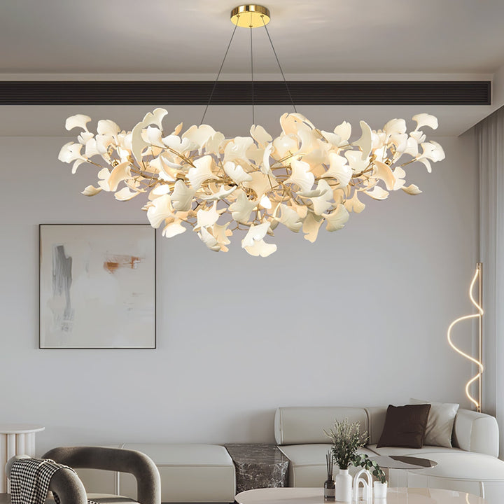 Lixora | Ginkgo Leaf Chandelier with Contemporary Glass Design 2