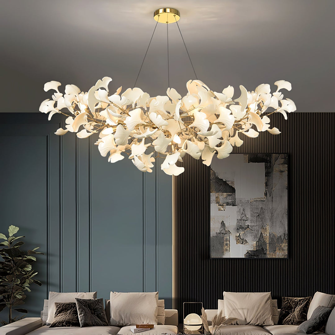 Lixora | Ginkgo Leaf Chandelier with Contemporary Glass Design 3