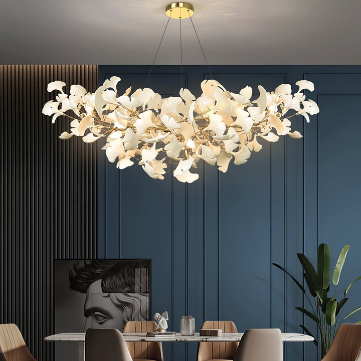 Lixora | Ginkgo Leaf Chandelier with Contemporary Glass Design 4
