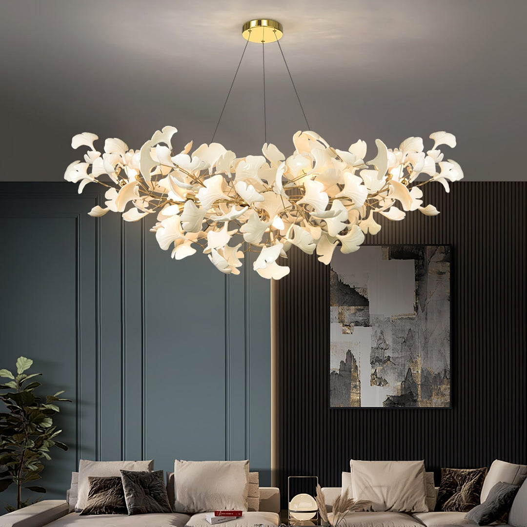 Lixora | Ginkgo Leaf Chandelier with Contemporary Glass Design 5