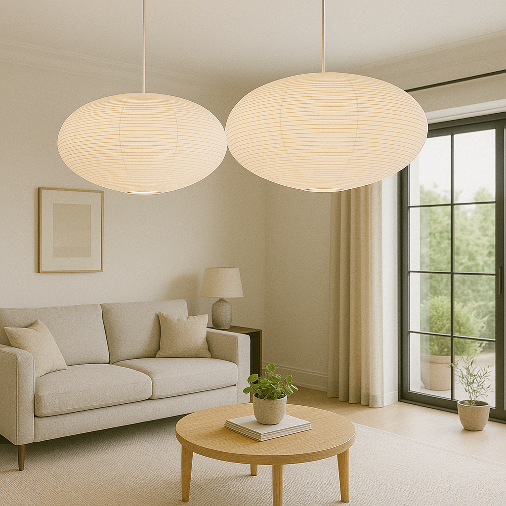 Lumeviah | Japanese Paper Pendant Lamp in Vintage Wabi Style 2