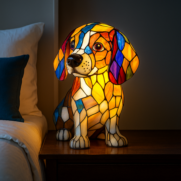 LumiPup | Decorative Stained Glass Dog Table Lamp with LED Illumination 0