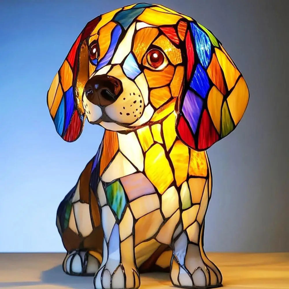 LumiPup | Decorative Stained Glass Dog Table Lamp with LED Illumination 1