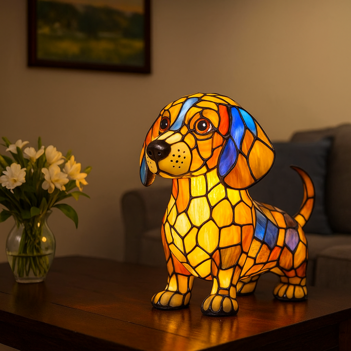 LumiPup | Decorative Stained Glass Dog Table Lamp with LED Illumination 2