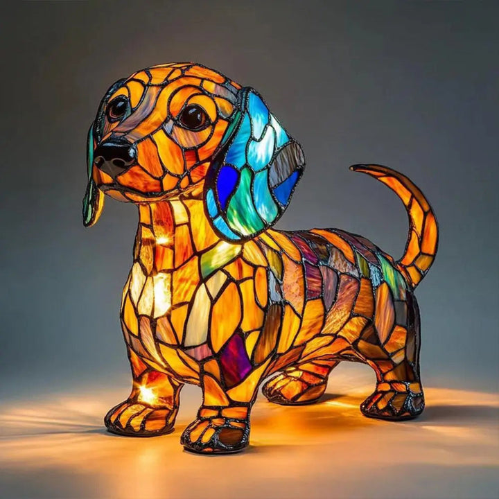 LumiPup | Decorative Stained Glass Dog Table Lamp with LED Illumination 3