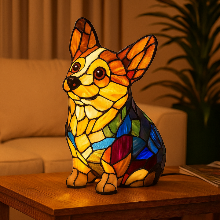 LumiPup | Decorative Stained Glass Dog Table Lamp with LED Illumination 4