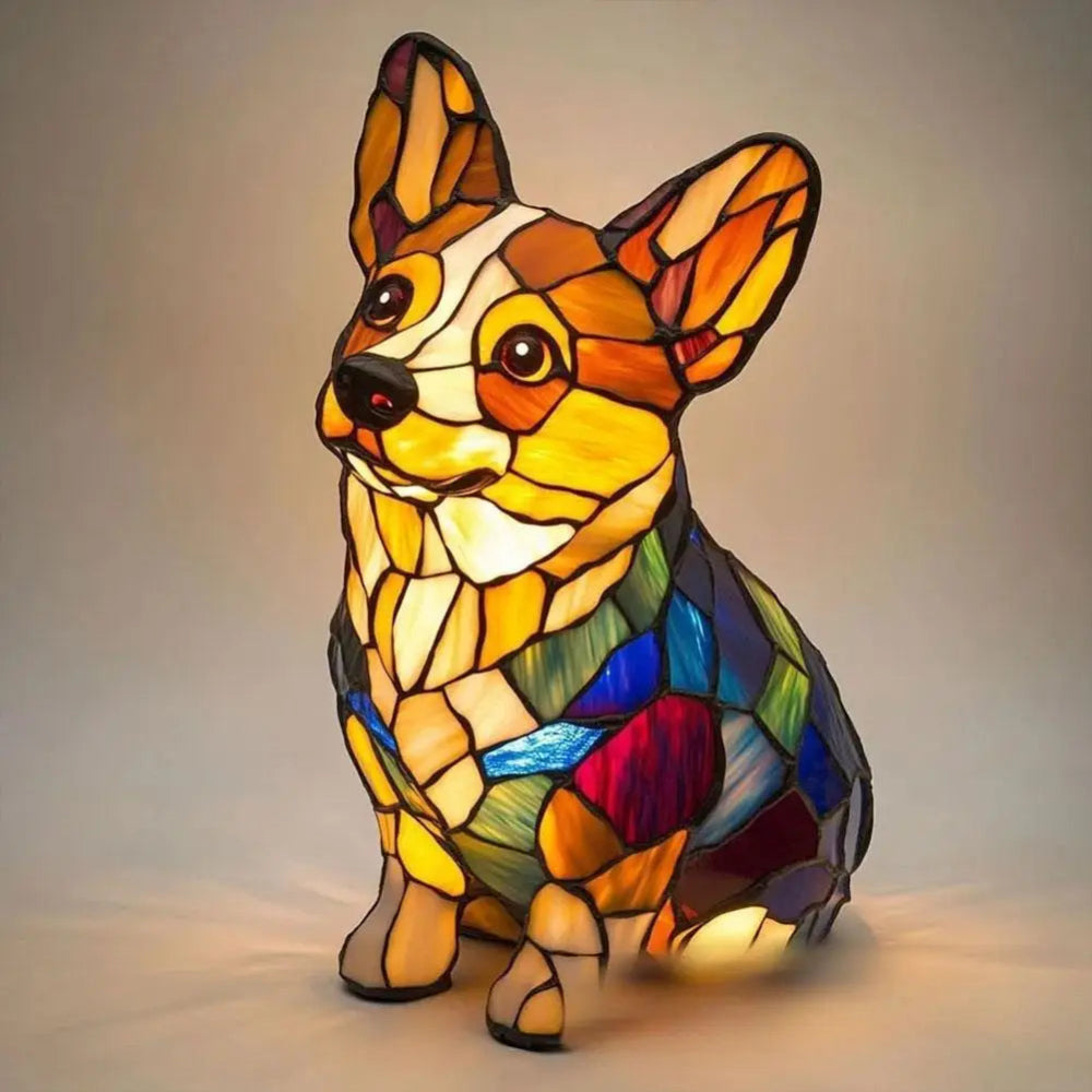 LumiPup | Decorative Stained Glass Dog Table Lamp with LED Illumination 5