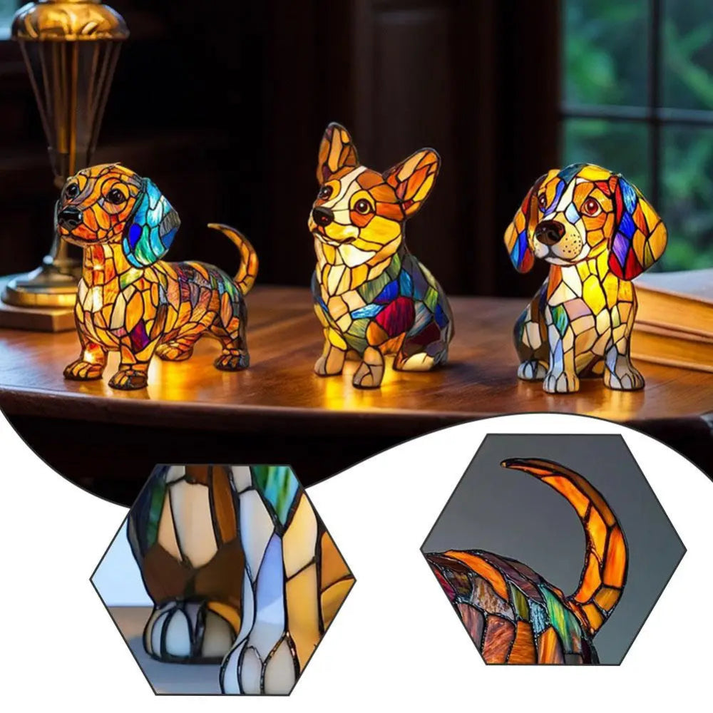 LumiPup | Decorative Stained Glass Dog Table Lamp with LED Illumination 7