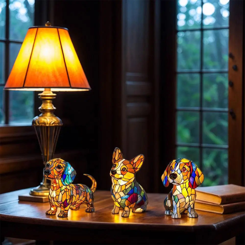 LumiPup | Decorative Stained Glass Dog Table Lamp with LED Illumination 8