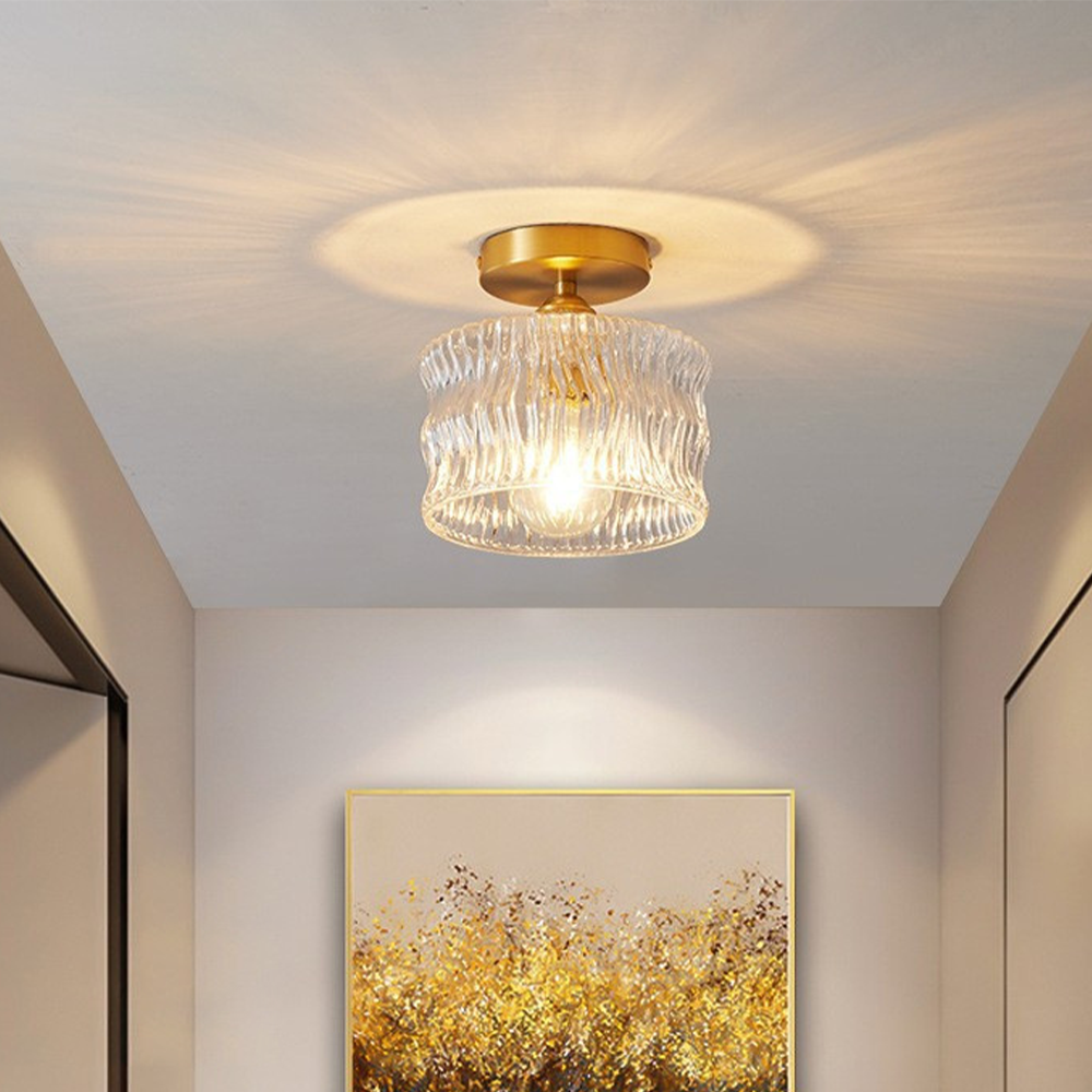 Luminara | Elegant Modern Glass Ceiling Lamp with Gold Finish 1