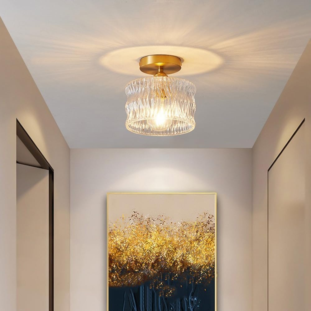 Luminara | Elegant Modern Glass Ceiling Lamp with Gold Finish 2